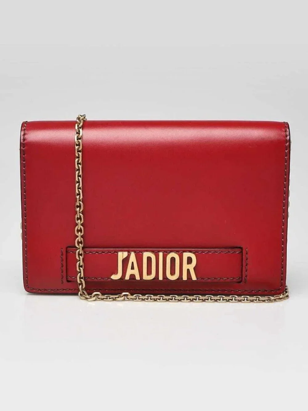Christian Dior Red Smooth Calfskin Leather J'ADIOR Wallet on Chain Clutch Bag